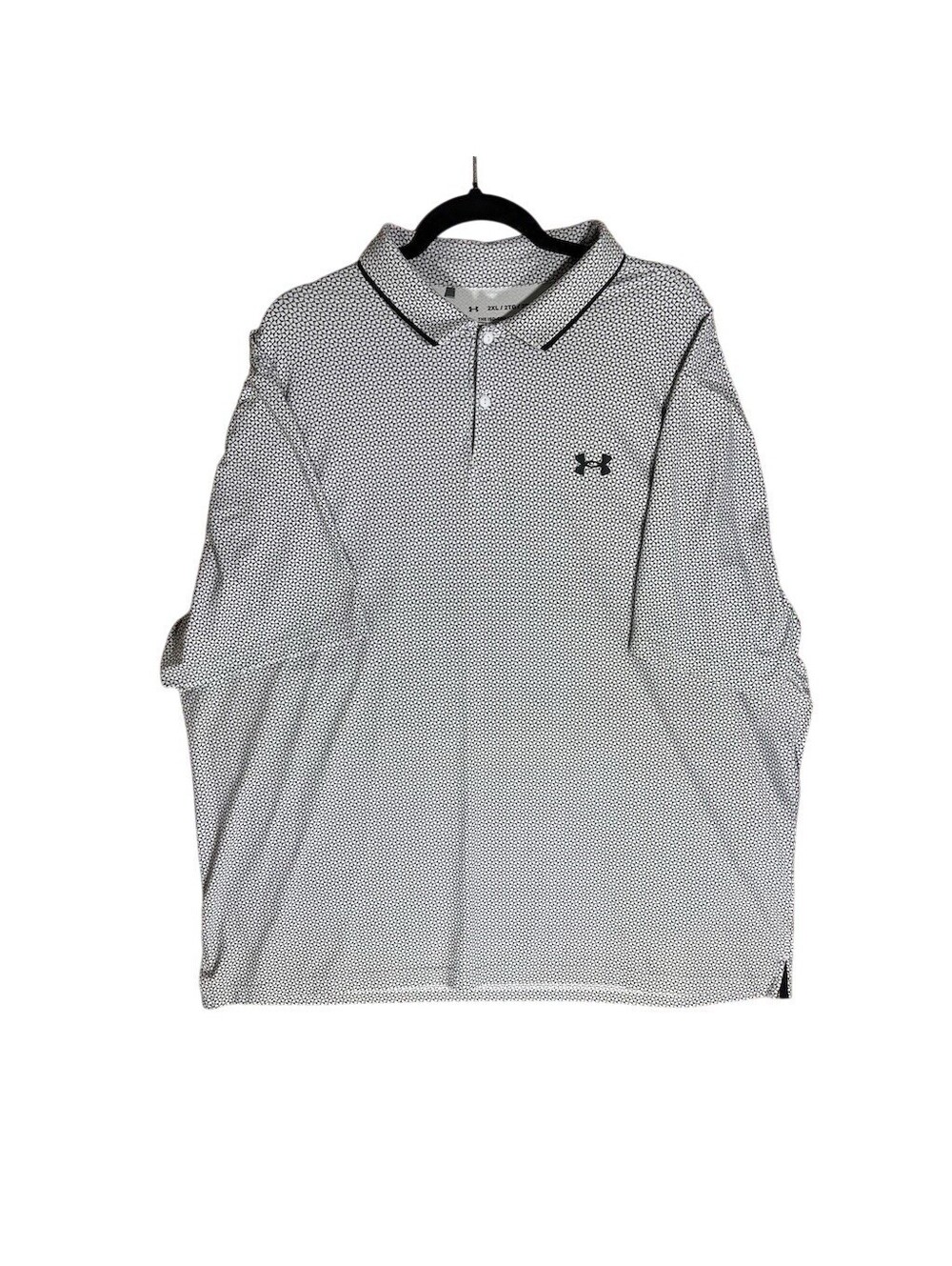 Under Armour Polo Shirt Men's 2XL White/Gray Geometric Print Golf